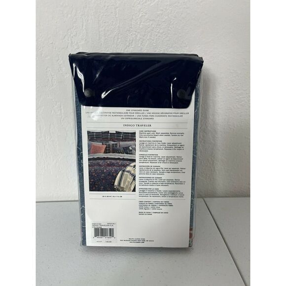 Ralph Lauren Indigo Traveler Standard Pillow Sham **New** $145 - Picture 2 of 4